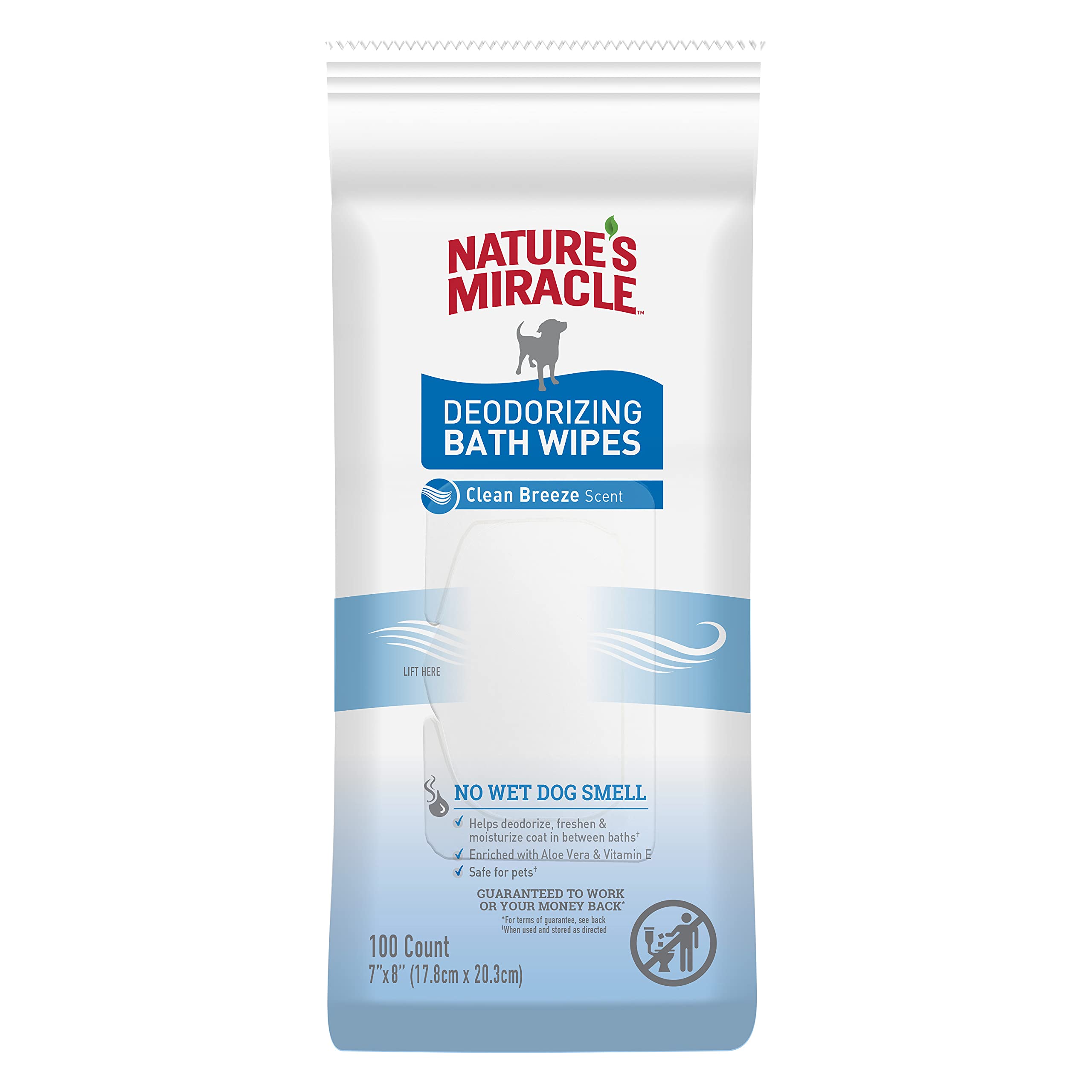 Nature's Miracle Deodorizing Bath Wipes Clean Breeze 100 Count