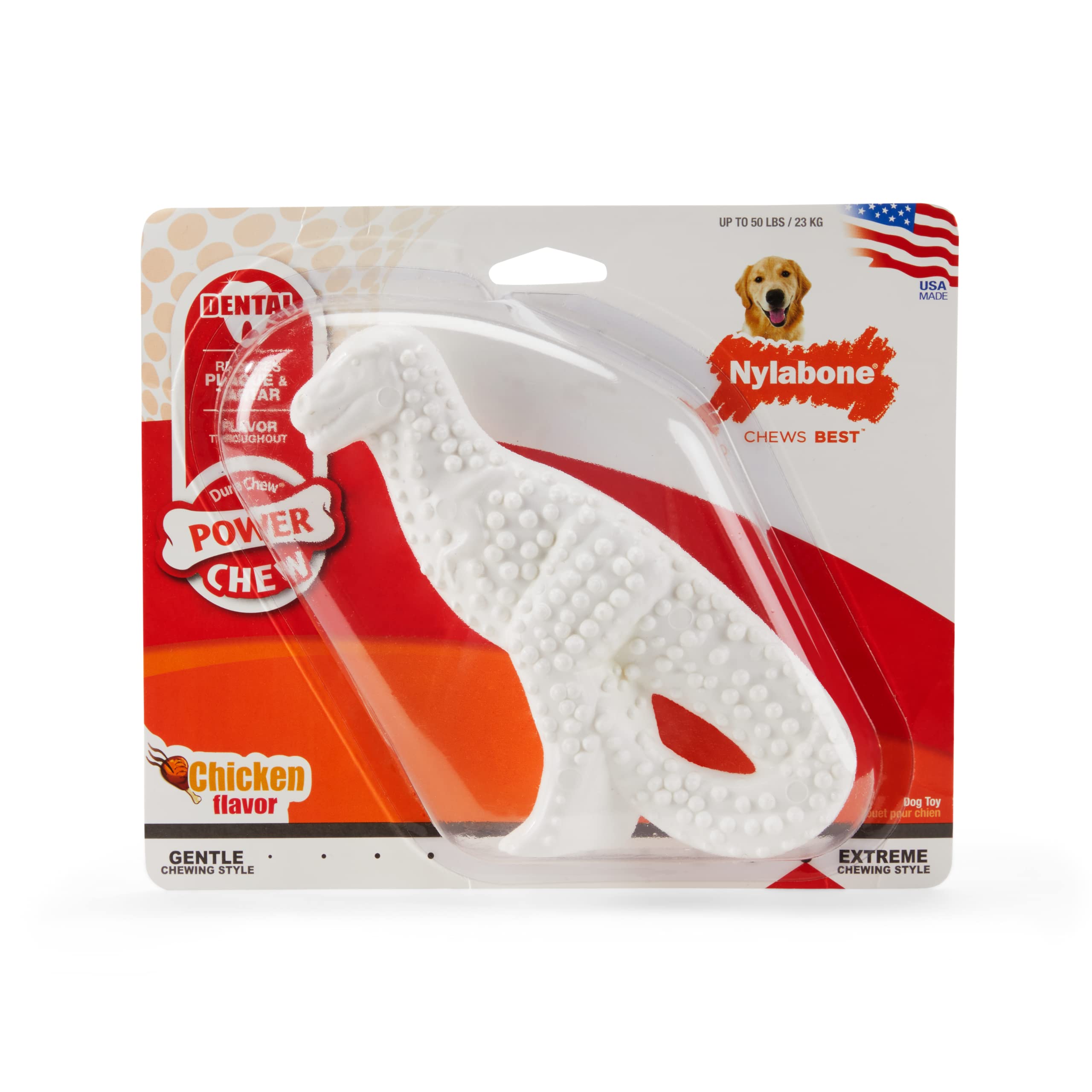 Nylabone Dura Chew Original Flavored Dental Dinosaur Chew Toy, Dinosaur Style Varies Small