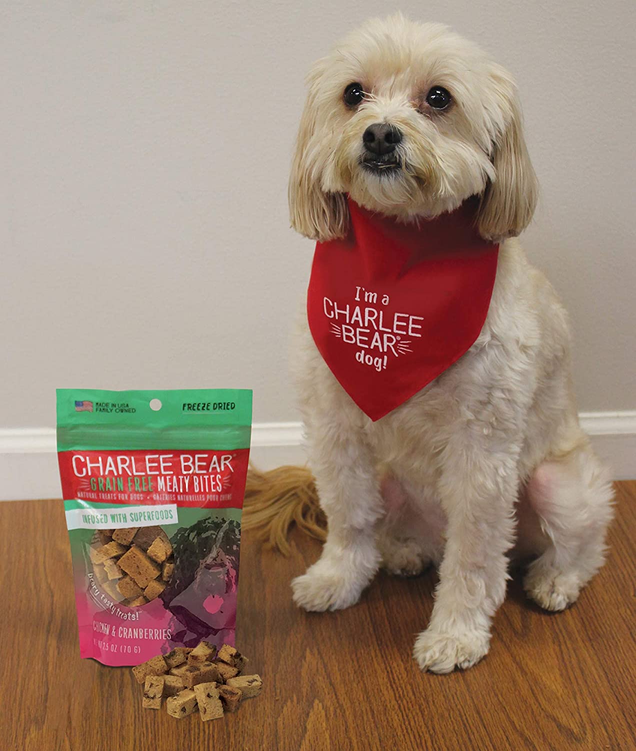 Charlee Bear Meaty Bites Dog Treats, Chicken & Cranberries, 2.5oz Chicken & Cranberries 2.5 Ounce (Pack of 1)