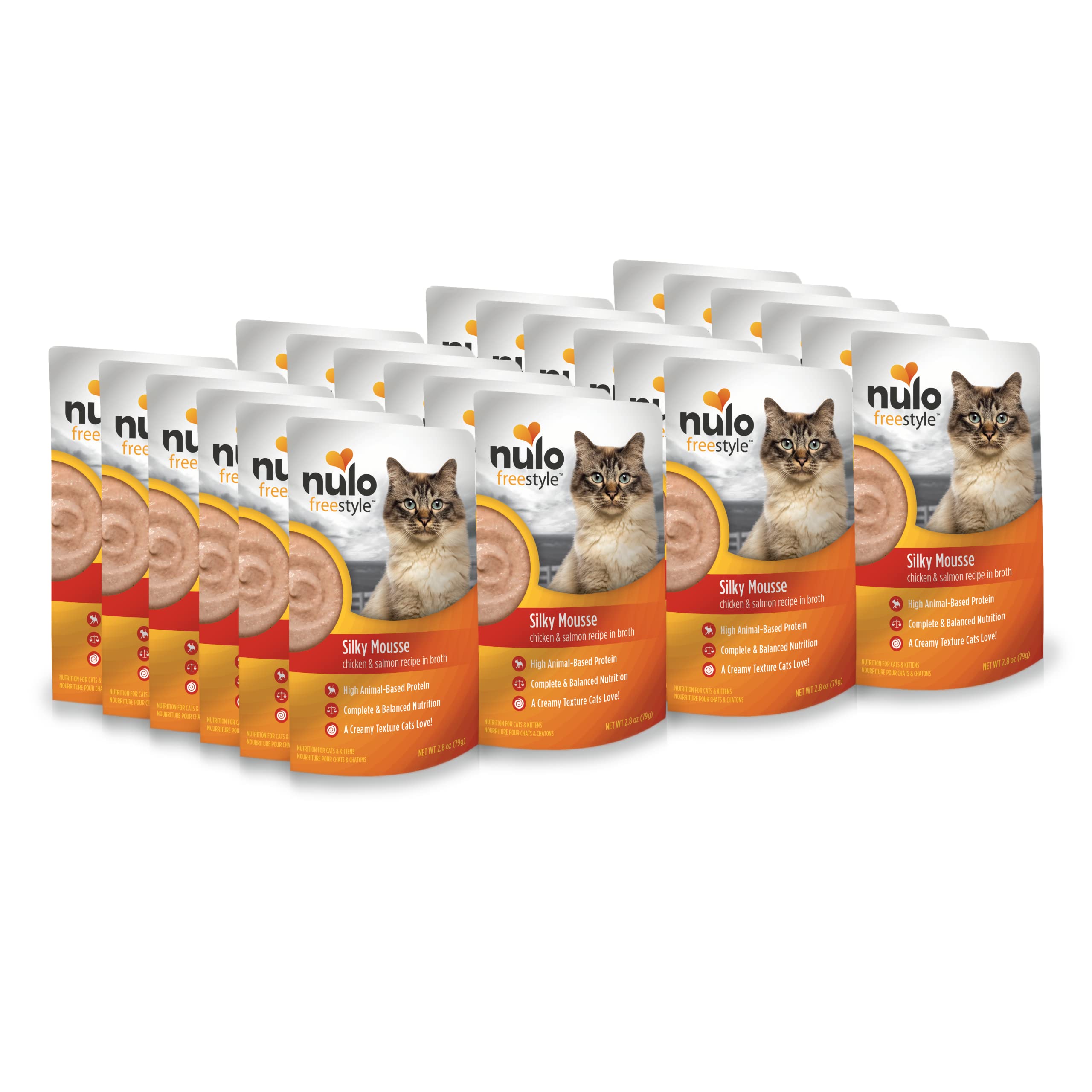 Nulo Freestyle Wet Cat Food 24 Pack Mousse, Smooth as Silk Texture with High Animal-Based Protein for Complete and Balanced Nutrition Your Kitten to Senior Cat Will Crave