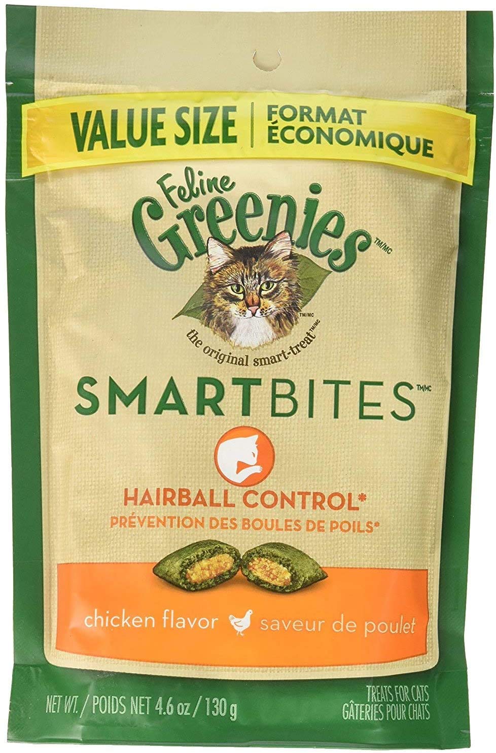 (3 Pack) Feline Greenies SMARTBITES Hairball Control, Chicken Flavor (4.6 oz Per Pack)