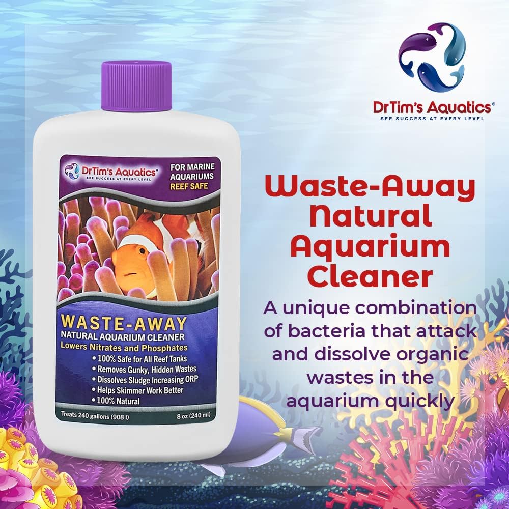 DrTim’s Aquatics Reef  Waste-Away – Natural Fish Tank & Aquarium Waste Management Solution for Dissolving & Cleaning Organic Sludge & Waste - 16 oz. - Treats 480 gal.