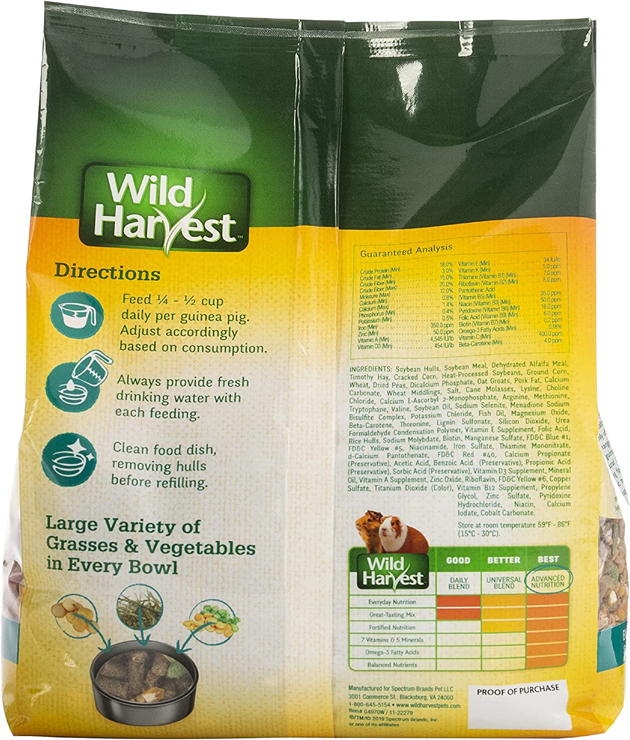 Wild Harvest Advanced Nutrition Diet for Guinea Pigs (Packaging May Vary) 4 Pound (Pack of 1)