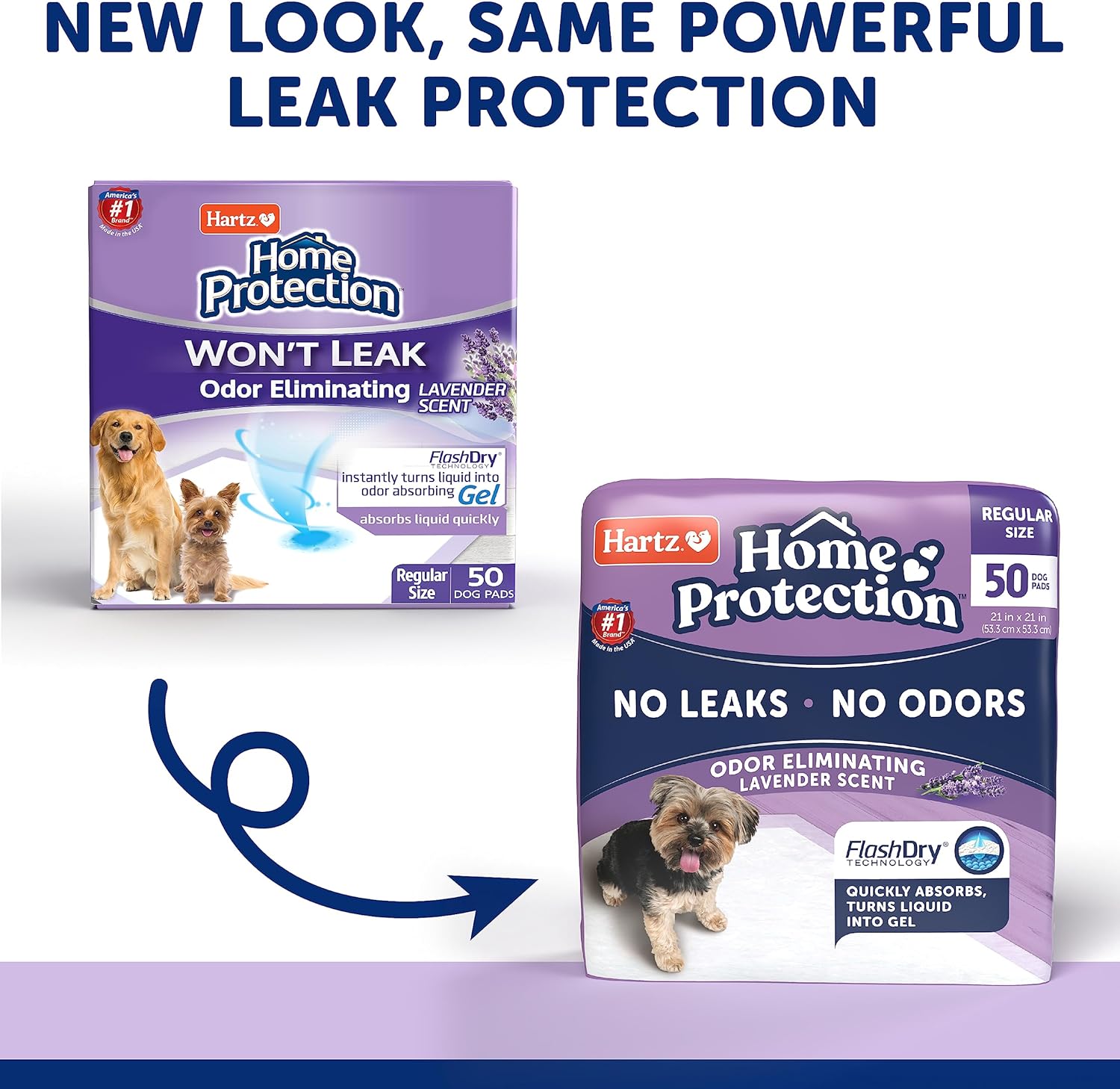 Hartz Home Protection Lavender Scented Dog Pads, 50 count, Super Absorbent & Won't Leak, Odor Eliminating