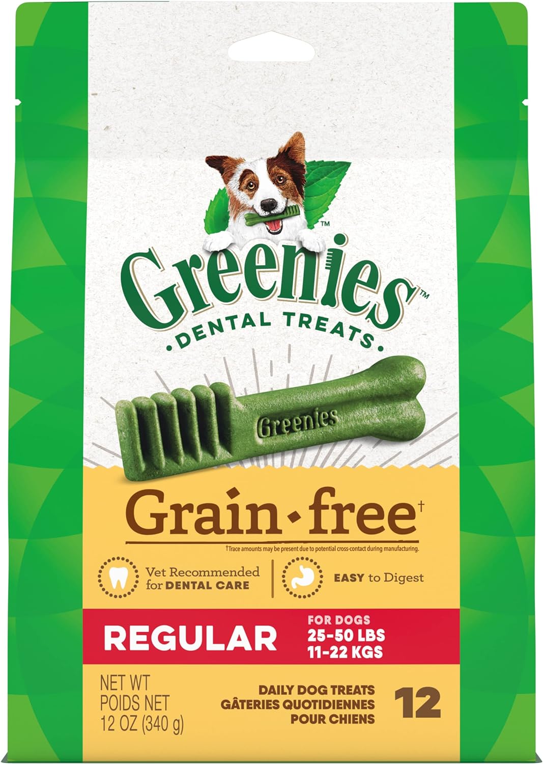 Greenies Grain Free Regular Dog Dental Treats Original 12 oz, 12 ct,