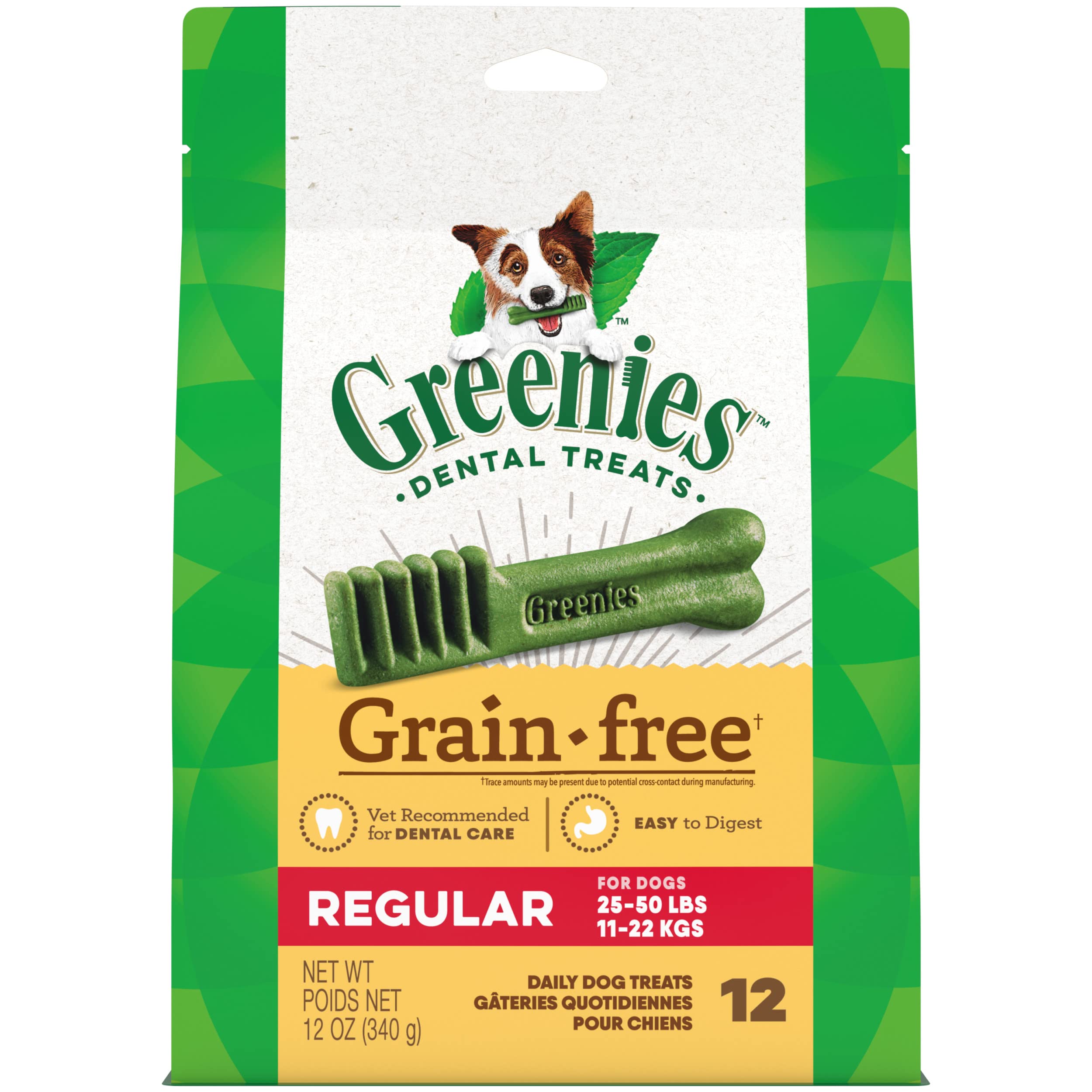 Greenies Grain Free Regular Dog Dental Treats Original 12 oz, 12 ct,