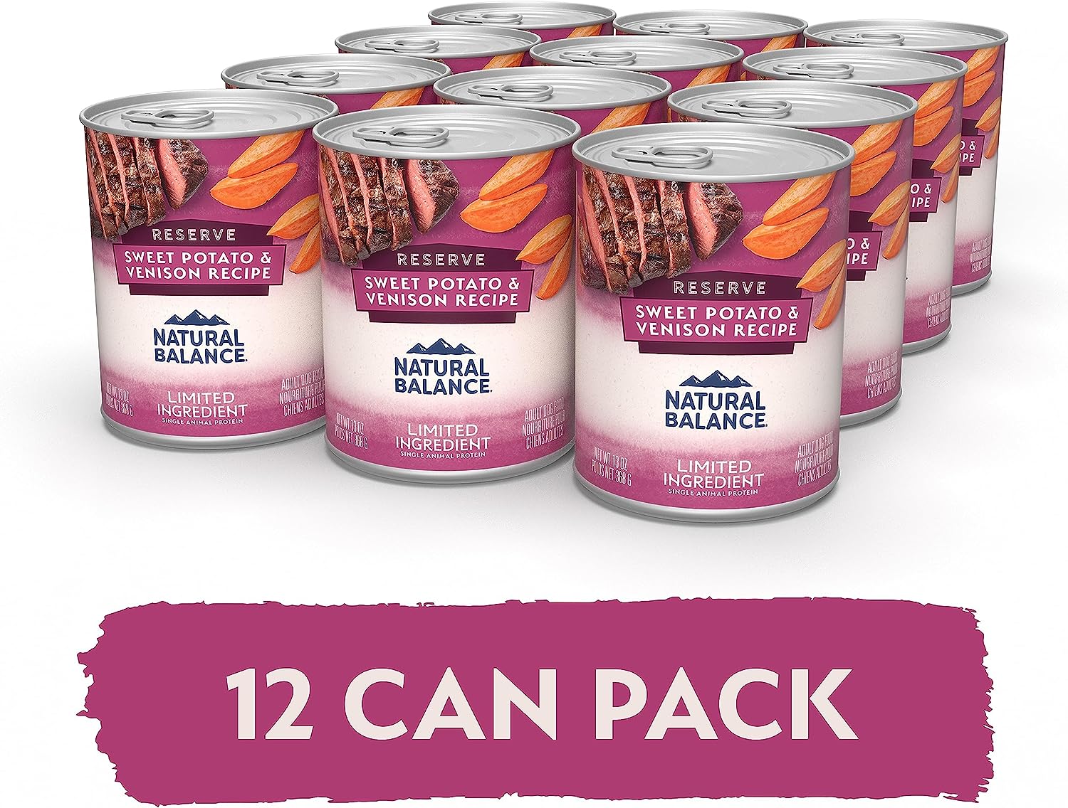 Natural Balance Limited Ingredient Adult Grain-Free Wet Canned Dog Food Reserve Sweet Potato & Venison Recipe 13 Ounce