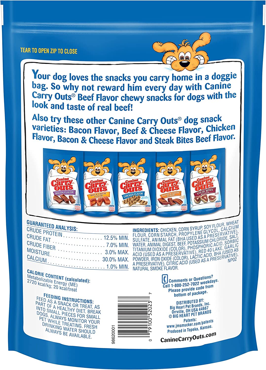 Canine Carry Outs Beef Flavor Dog Treats, 22.5 Ounce Bag