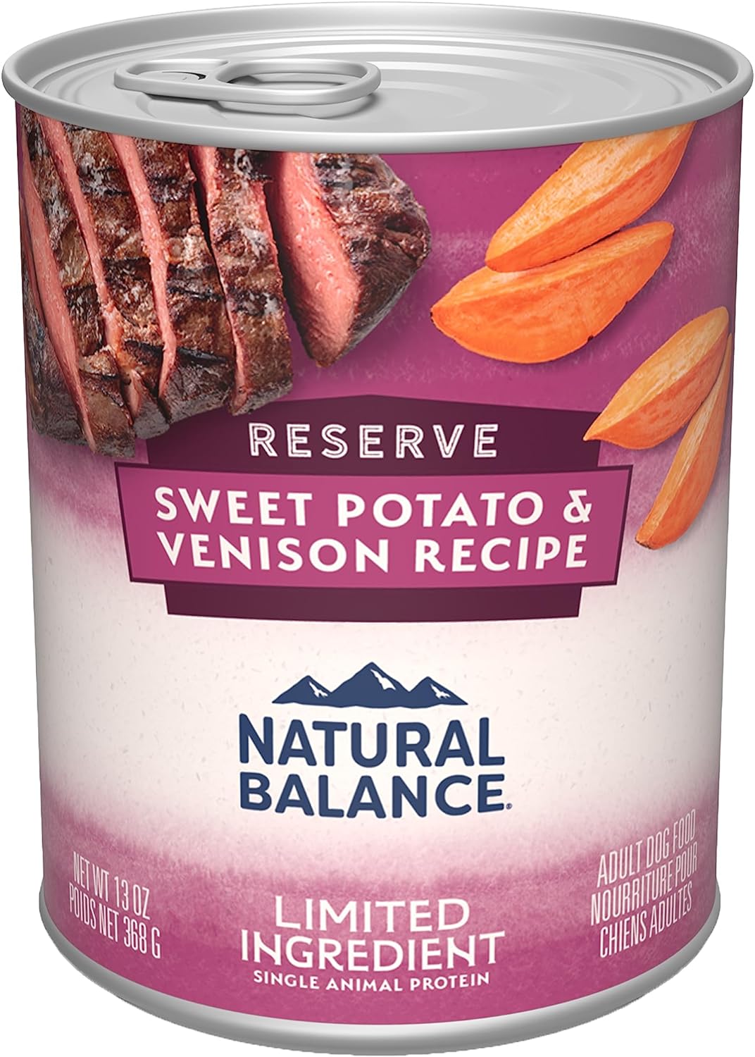 Natural Balance Limited Ingredient Adult Grain-Free Wet Canned Dog Food Reserve Sweet Potato & Venison Recipe 13 Ounce