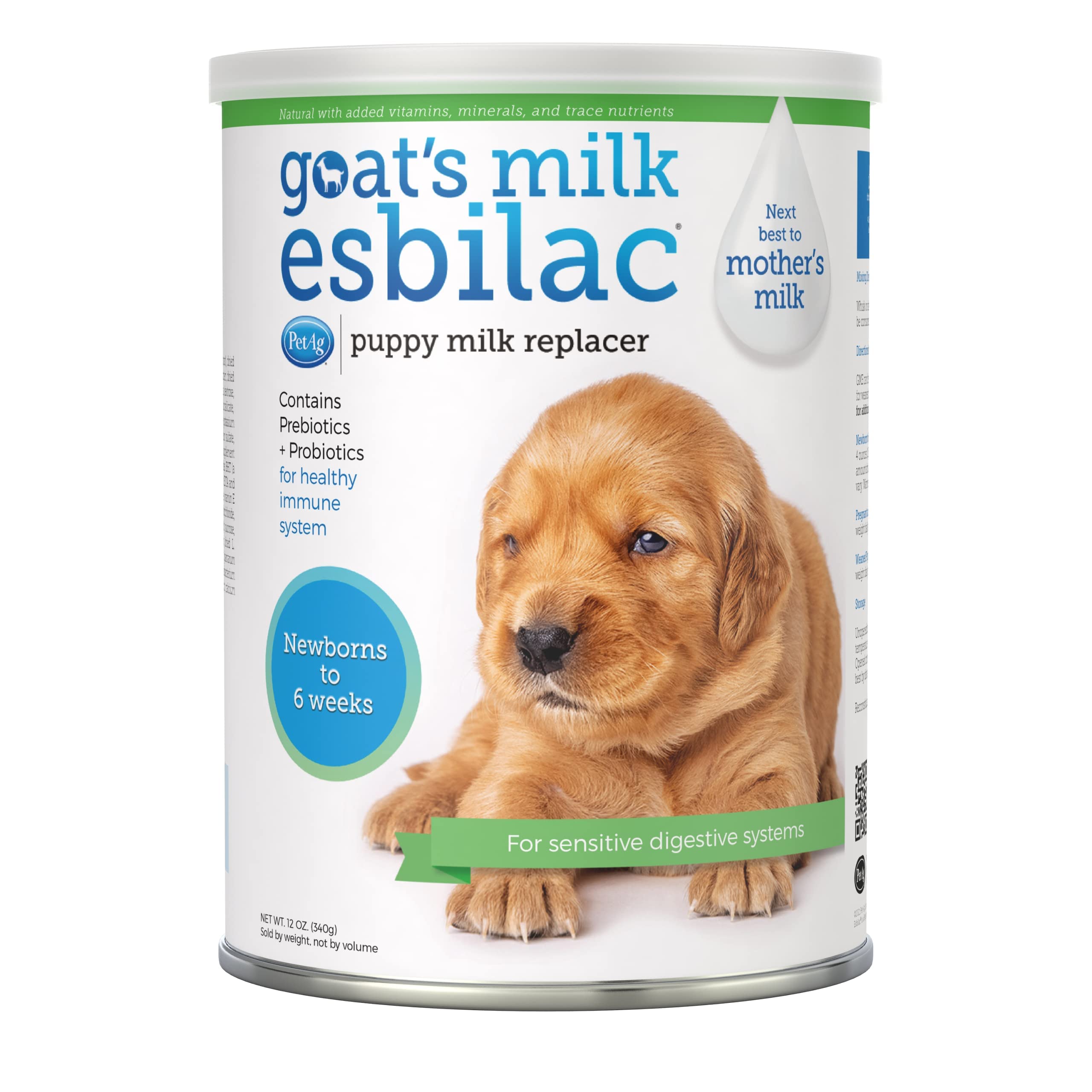 PetAg Esbilac Goat's Milk Powder Puppy Milk Replacer - Milk Formula for Puppies with Sensitive Digestive Systems - 12 oz