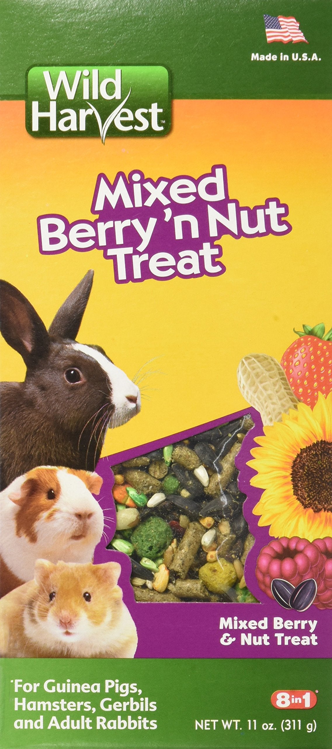 Wild Harvest Food And Unique Edible Treats for Guinea Pigs, Hamsters, Gerbils, and Adult Rabbits Mixed Berry 'n Nut