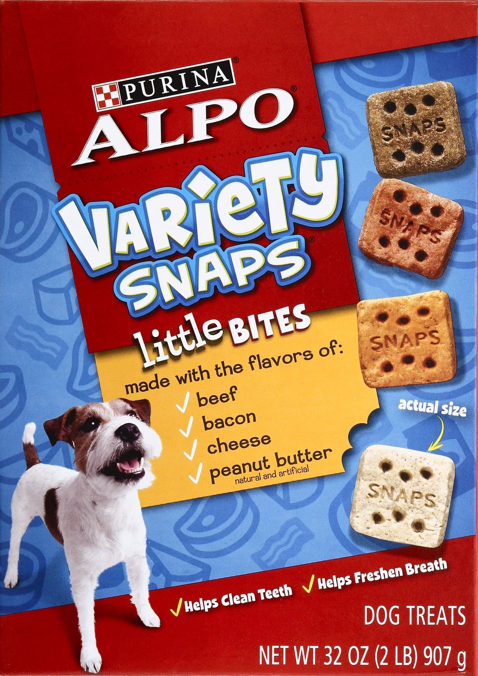 Purina Alpo Variety Snaps Little Bites with Beef, Bacon, Cheese, and Peanut Butter Flavors - 32 Oz. (Pack of 2)