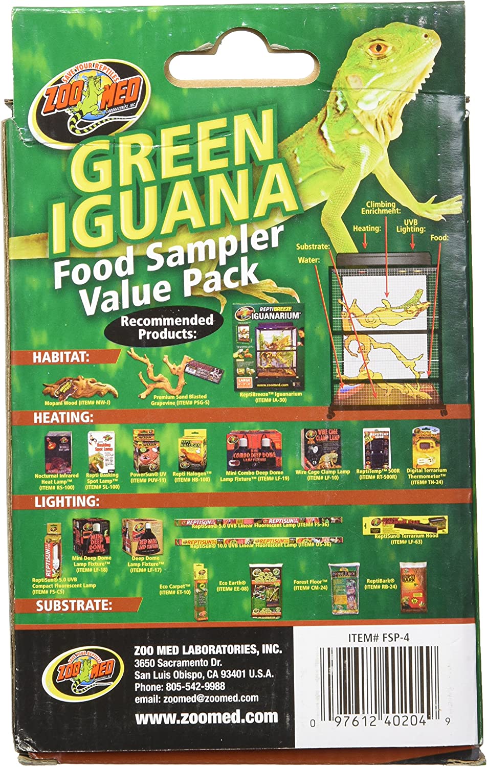 Zoo Med Laboratories SZMFSP4 Green Iguana Food Sampler