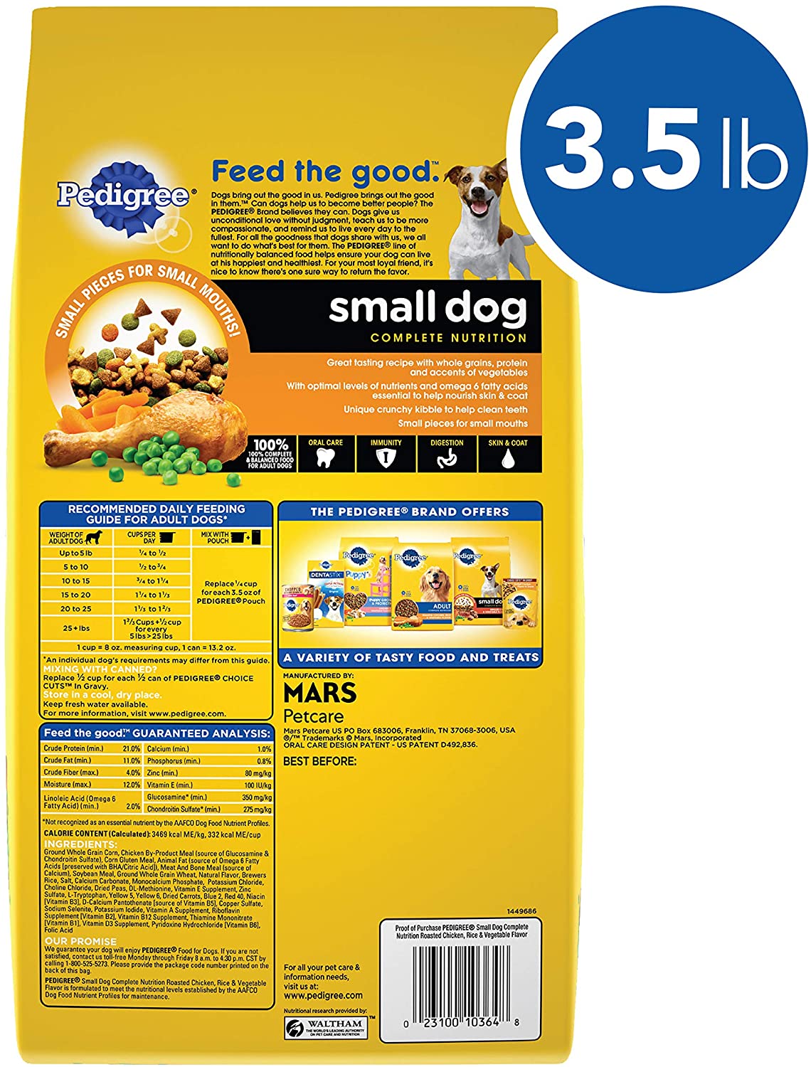 Pedigree Small Breed Adult Dry Dog Food, Chicken & Steak Chicken 3.5 Pound (Pack of 1)